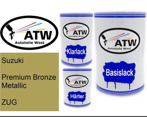 Suzuki, Premium Bronze Metallic, ZUG: 500ml Lackdose + 500ml Klarlack + 250ml Härter - Set, von ATW Autoteile West.